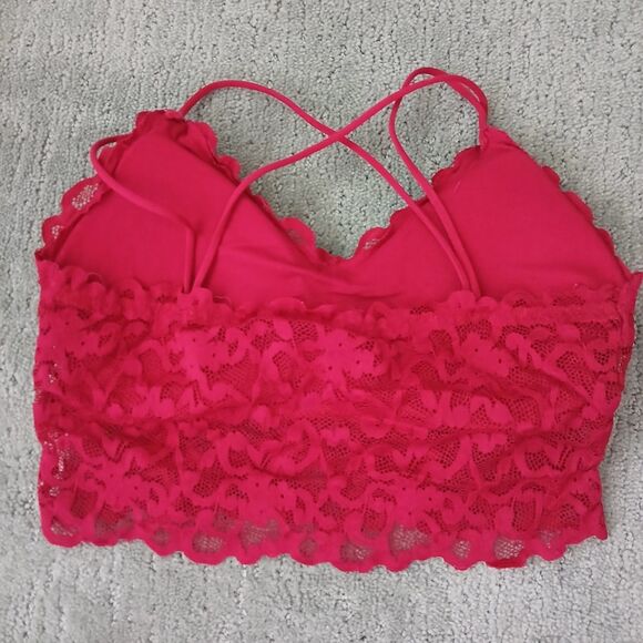 Lingerie Set Bralette Bra Boy Short Panty Medium Maroon Lace Sleepwear Nightwear - Picture 8 of 10